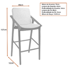 Banqueta Madeira Maciça Com Braço Perry 49cm | Linho Cinza Cl